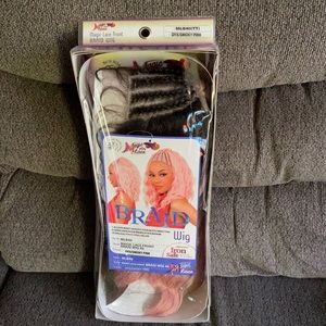 Smoky pink lace front braided wig